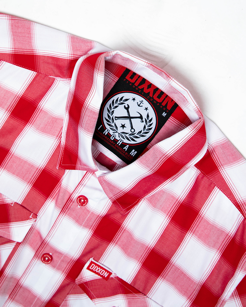 GINGHAM BAMBOO SHORT SLEEVE BUTTON UP - MENS